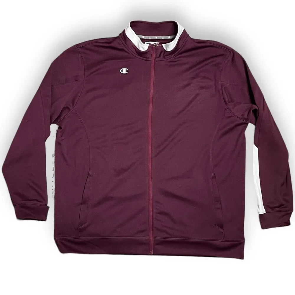 Champion Jacket Men’s‎ 2XL Burgundy Track Logo C Full Zip Athletic Performance